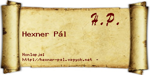 Hexner Pál névjegykártya